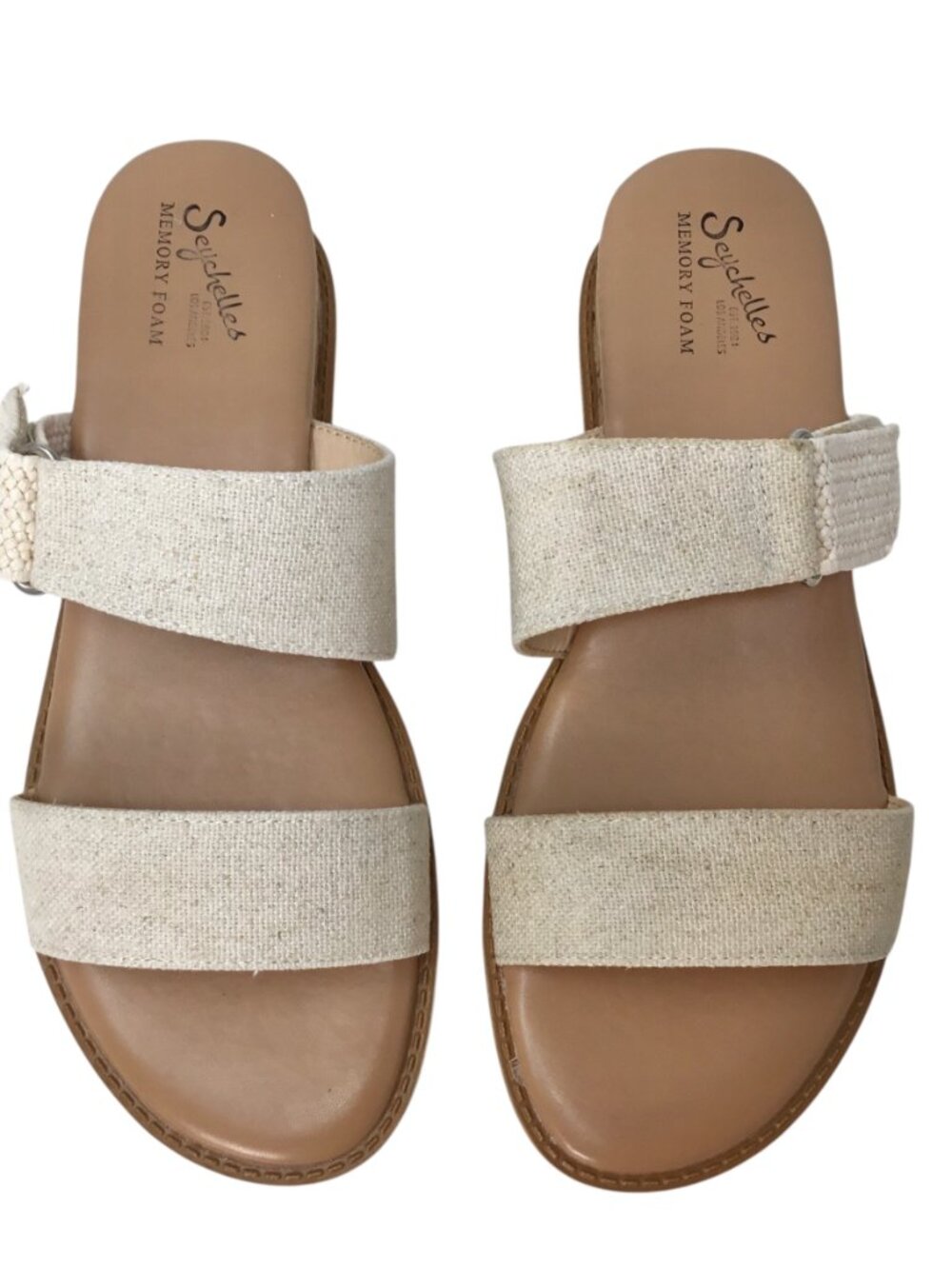 Seychelles Willow Sandals Double Strap Canvas Cork Wedge Size 7.5